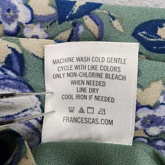 Francescas Blue Rain Dress Womens S Green Floral V-Neck Button Front Mini Lined - Picture 6 of 10